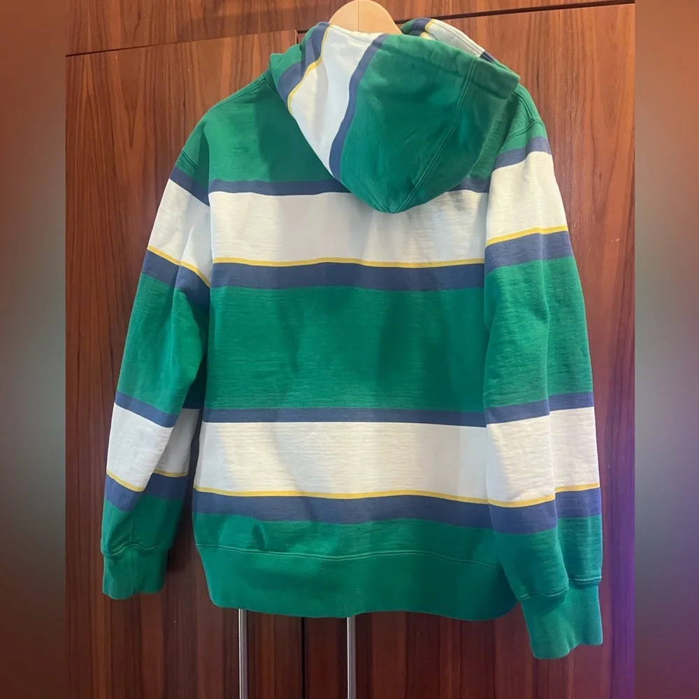 Supreme Green, White & Navy Striped Hooded Sweatshirt - Picture 10 of 10